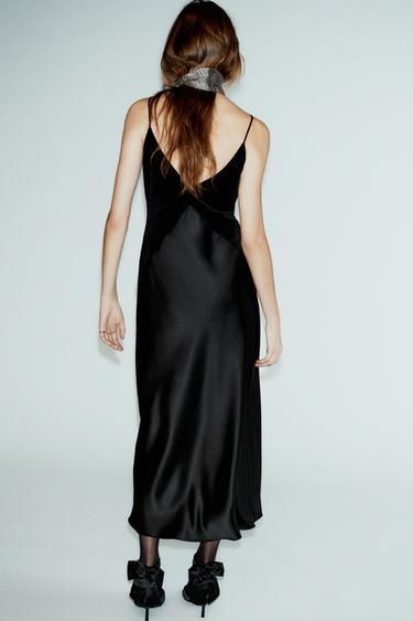 ROBE MIDI BIMATIÈRE SATINÉE - Noir de Zara - Image 6