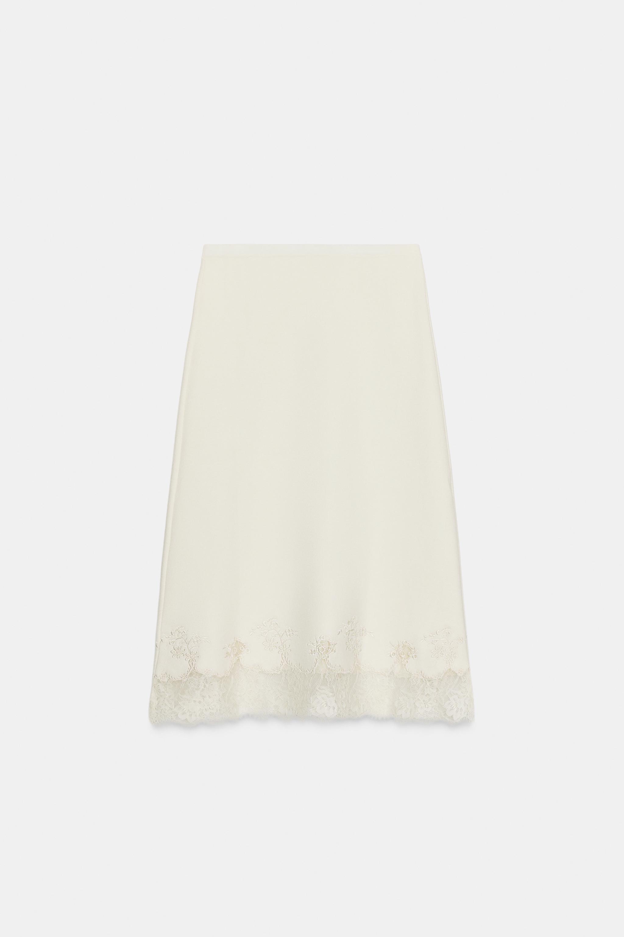 BEADED LACE KNIT MIDI SKIRT - Ecru | ZARA South Africa
