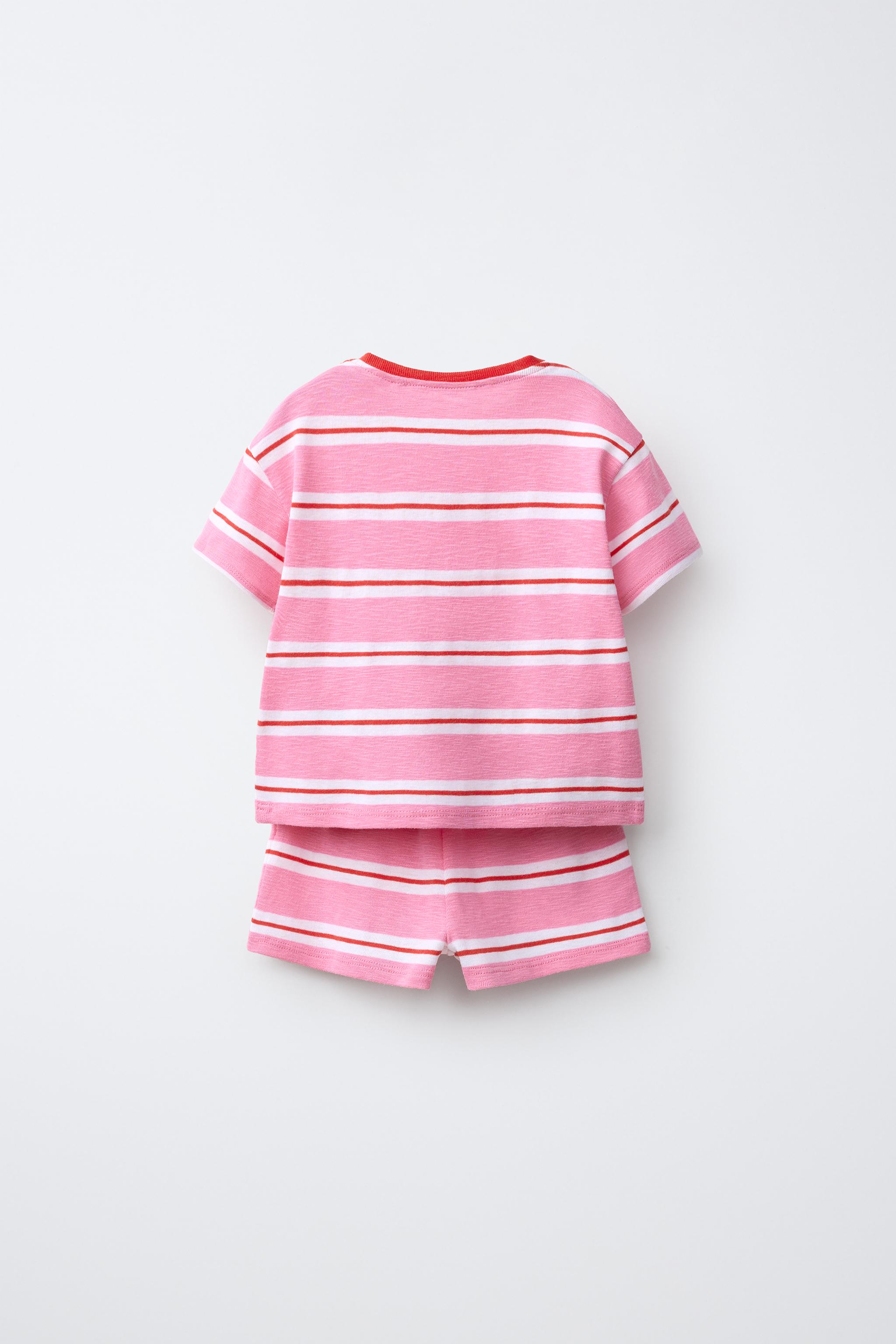 ストライプTシャツ＆バミューダセット - ピンク/ホワイト | ZARA Japan