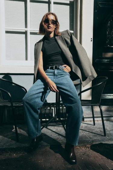 JEAN BAGGY TAILLE NORMALE - Indigo de Zara