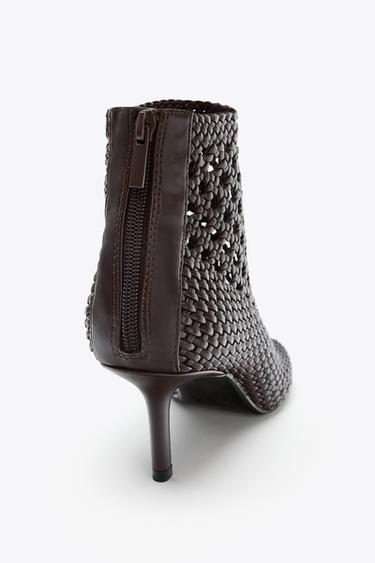 BOTTINES À TALONS TRESSÉES - Marron de Zara - Image 5