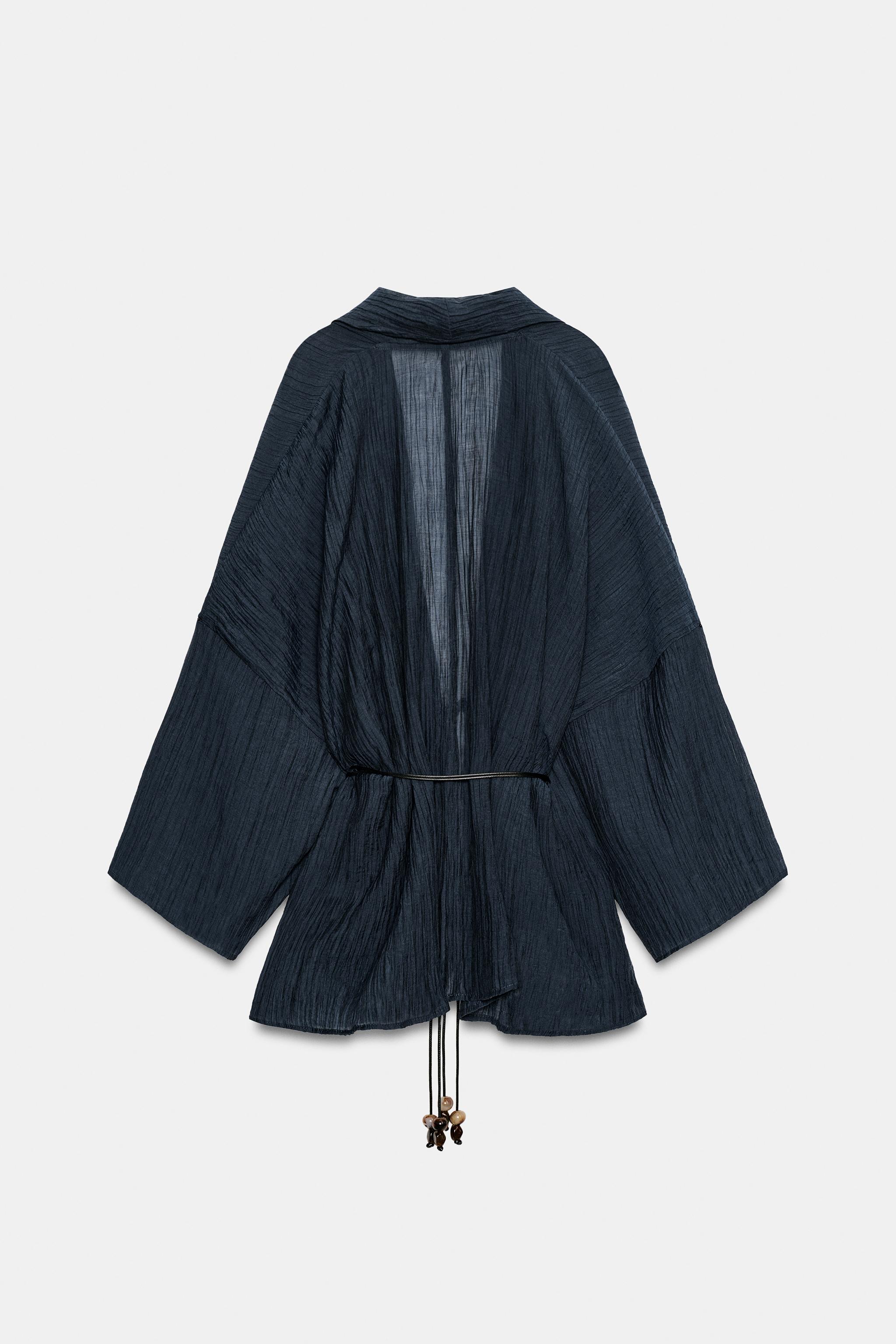 Женские куртки Zara WRINKLED EFFECT SEMI-SHEER JACKET — фото 6