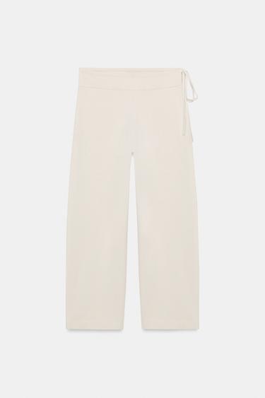 STRAIGHT LEG TROUSERS WITH DRAWSTRINGS - Beige by Zara - Image 6
