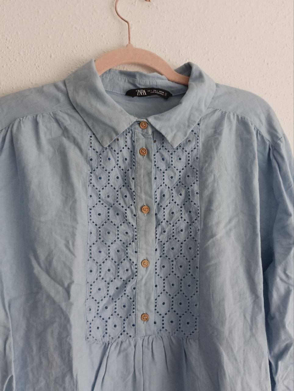 LINEN BLEND SHORT EMBROIDERED DRESS - Image 2