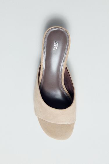 SANDALI KITTEN IN PELLE SCAMOSCIATA - Beige di Zara