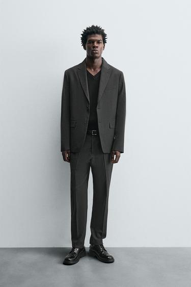 CHECK SUIT TROUSERS - Brown-Blue by Zara - Image 0