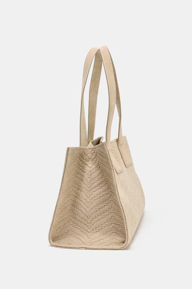 BRAIDED SUEDE SHOPPER BAG - SAND/BROWN by Zara - Image 4