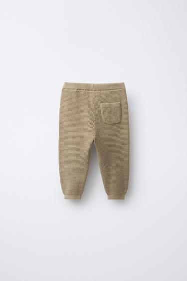 WAFFLE-KNIT TROUSERS WITH POCKET - Greenish by Zara - Image 1