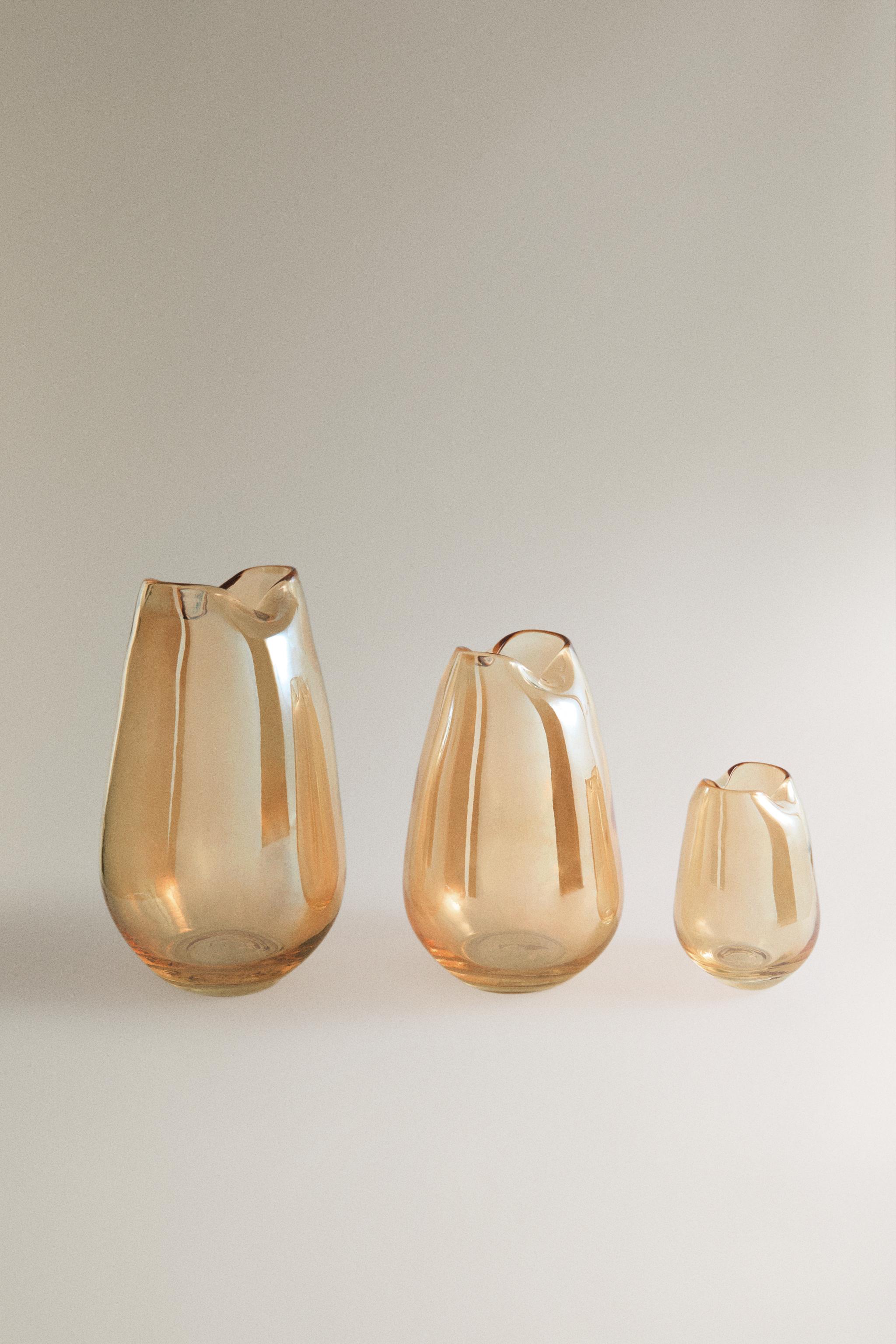 OVAL GLASS DECORATIVE VASE — Orange