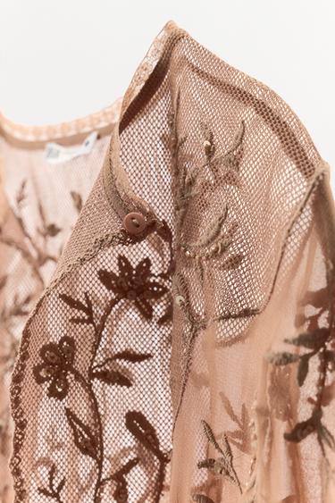 LIMITED EDITION GEORGETTE CAPE TOP WITH EMBROIDERY - Pink by Zara - Image 7
