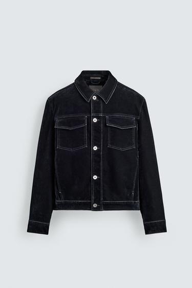 フロッキーベルベットジャケットブルーZaraのフロッキーベルベットジャケット - ブルー 