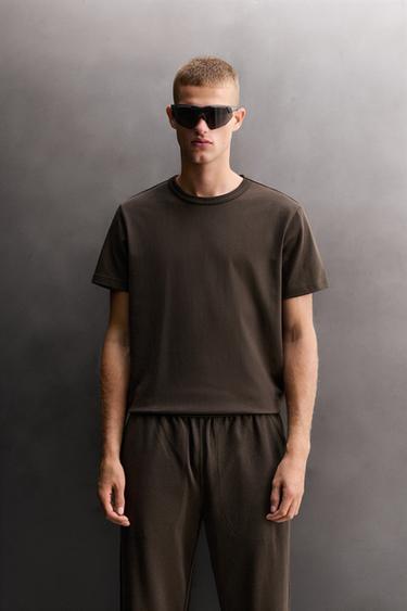 RELAXED FIT HEAVYWEIGHT T-SHIRT - Brown by Zara