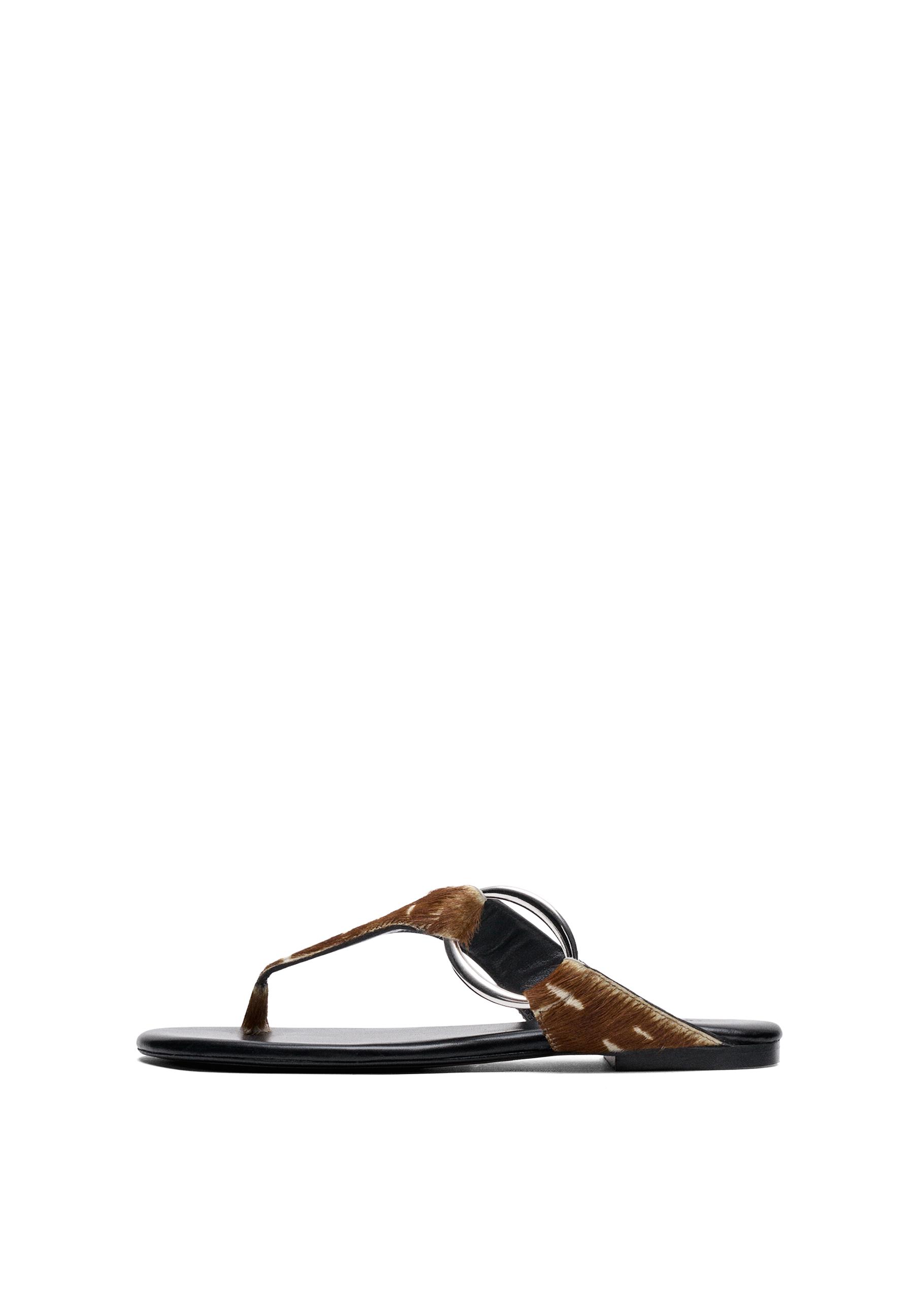 Printed flat slider sandals — Multi-color