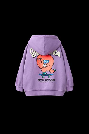 SUDADERA CAPUCHA ESTAMPADA - Malva claro de Zara