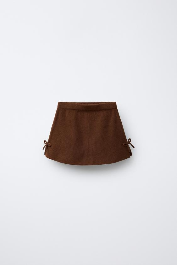 SAIA DE MALHA COM LAÇOS - Marrom da Zara - Imagem 0