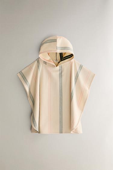 PONCHO DE PRAIA INFANTIL LISTRADO MULTICOLORIDO - Cru da Zara