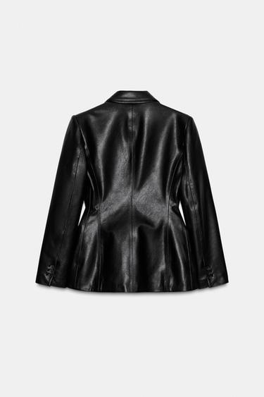 BLAZER CROISÉE MATIÈRE SYNTHÉTIQUE - Noir de Zara - Image 7