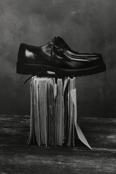 Zara MOC-TOE LEATHER SHOES - Black