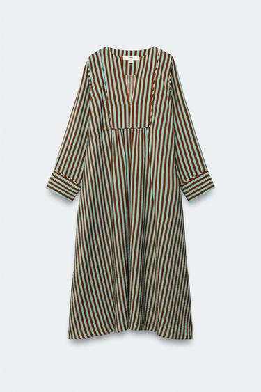 Zara LIMITED EDITION STRIPED KAFTAN DRESS - striped