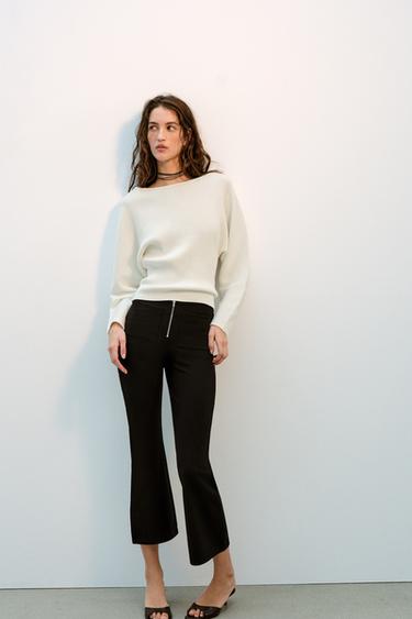 FLARE TROUSERS WITH ZIP - Black by Zara