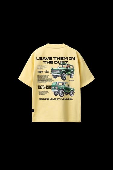 Zara CAR PRINT T-SHIRT - Yellow