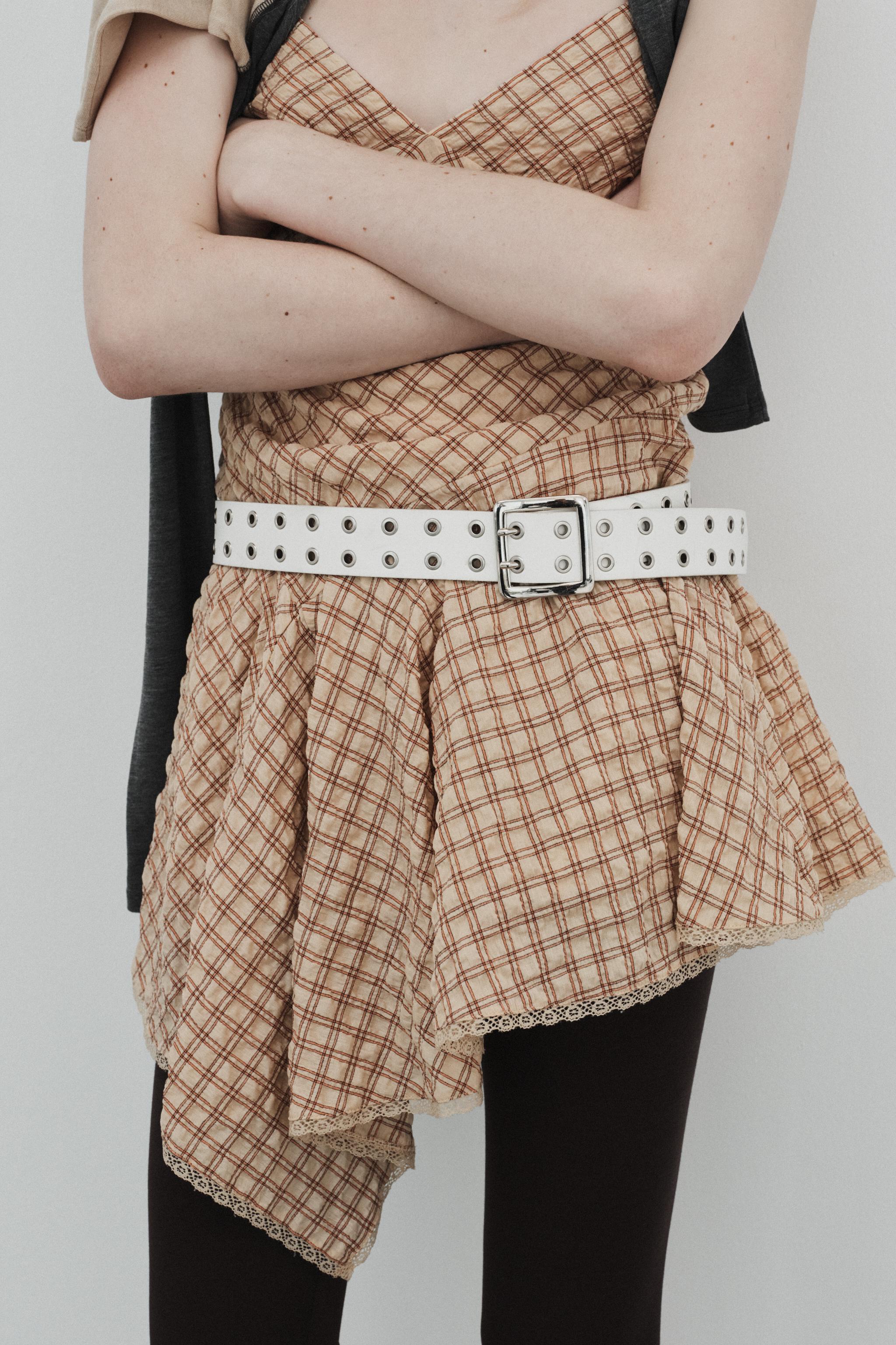 SHORT PLAID LACE DRESS