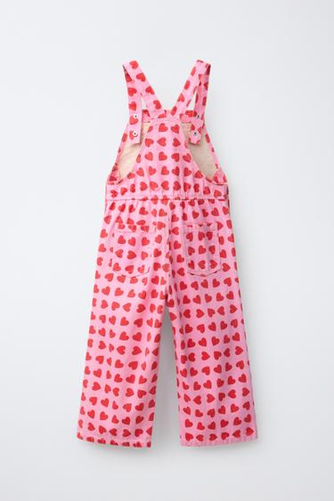 LONG TWILL DUNGAREES WITH HEARTS - Pink by Zara - Image 1