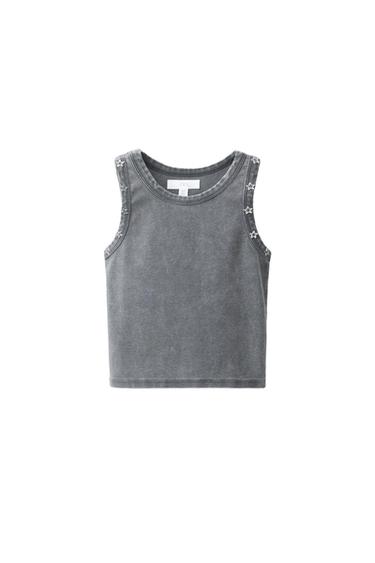 TOP TACHAS - Gris antracita de Zara