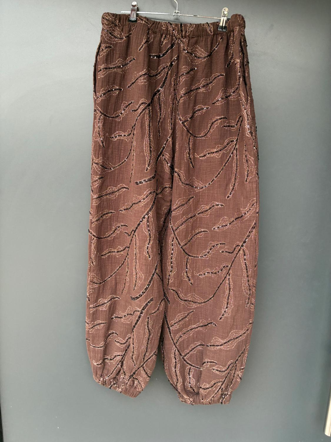 METALLIC THREAD SEQUIN SAROUEL TROUSERS - Image 5