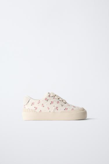 TÊNIS FLORAL - Branco-cru da Zara