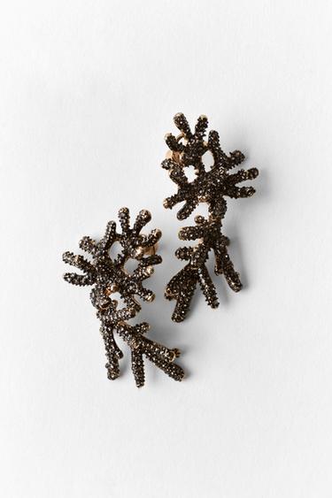 CORAL SHIMMER EARRINGS - Anthracite grey by Zara