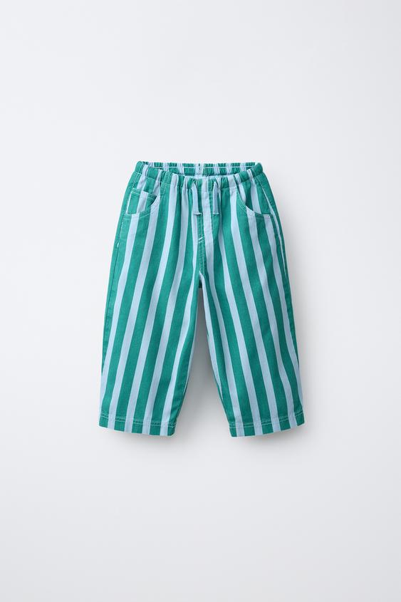 Zara 棉麻條紋長褲 - 多色 - 圖片 0