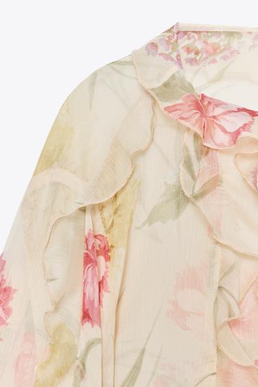 SEMI-SHEER FLORAL PRINT SHIRT - Multicoloured by Zara - Image 9