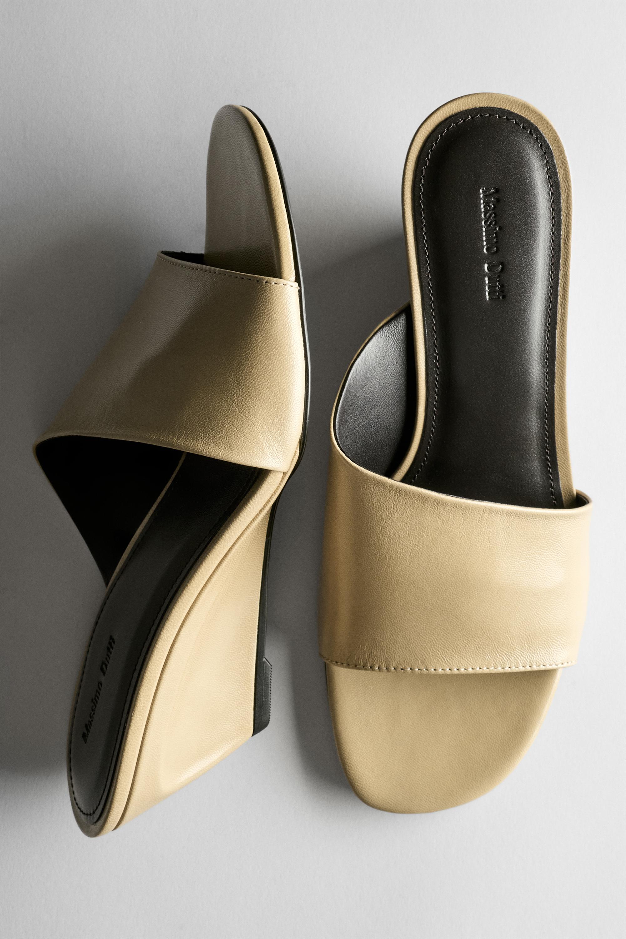 Soft leather wedge heel sandals — Vanilla Yellow