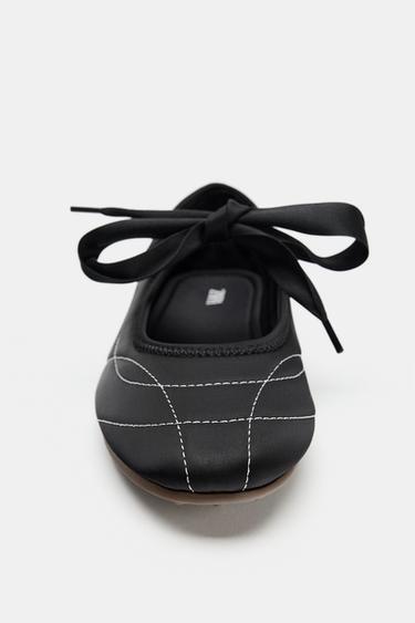 SPORTY TOPSTITCHED BALLET FLATS - Black by Zara - Image 2