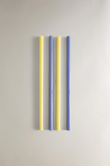Zara SET OF STRIPED BOROSILICATE GLASS STRAWS (SET OF 4) - striped - Image 0