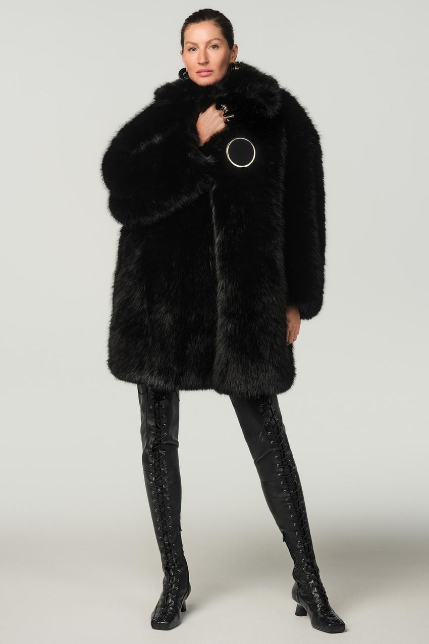 フェイクファーコート X STEFANO PILATI - ブラック | ZARA Japan / 日本