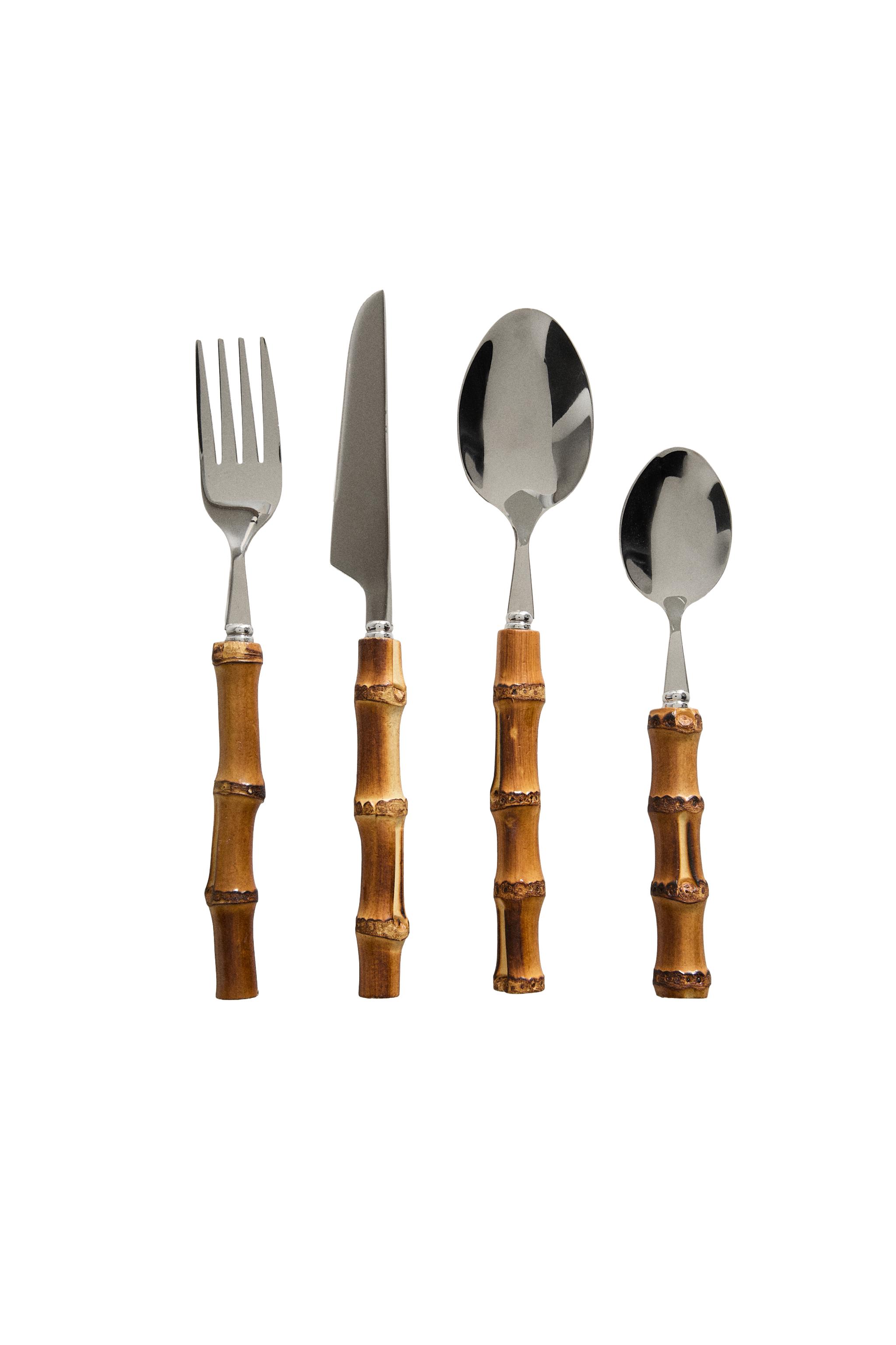 4-PIECE CUTLERY SET WITH BAMBOO HANDLE - Brown | ZARA United States