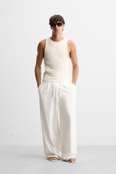 CAMISETA REGATA COM NERVURAS - Bege da Zara - Imagem 0