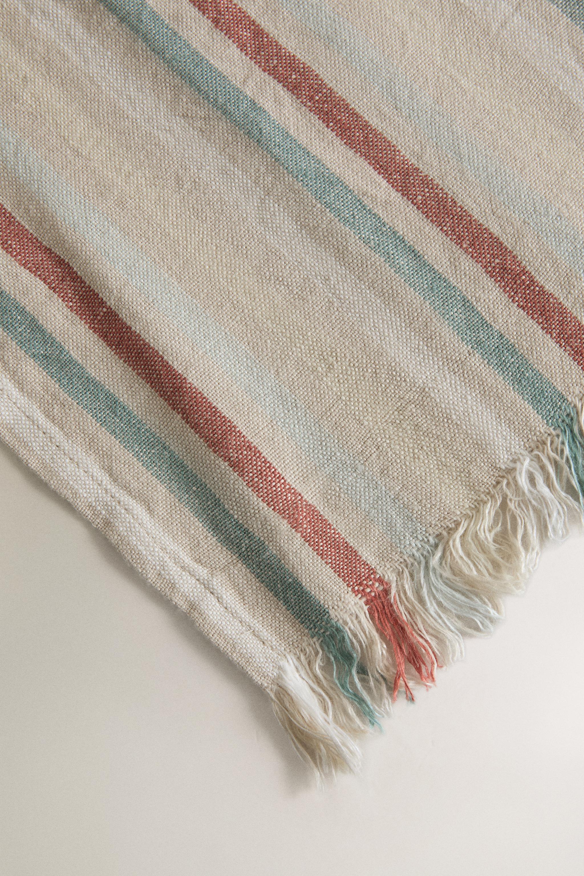 SERVIETTE DE BAIN EN LIN RAYURES