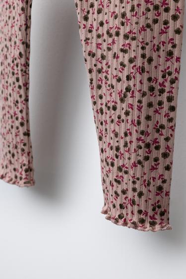 LEGGING CANNELÉ IMPRIMÉ - Rose pâle de Zara - Image 3