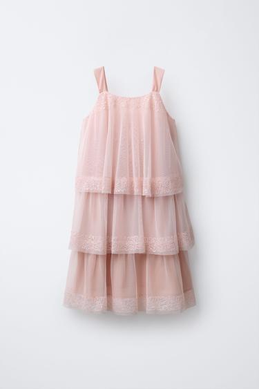 VESTIDO TUL LENTEJUELAS - Rosa de Zara - Imagen 0