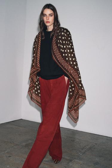 POLKA DOT SCARF - Brown by Zara - Image 0