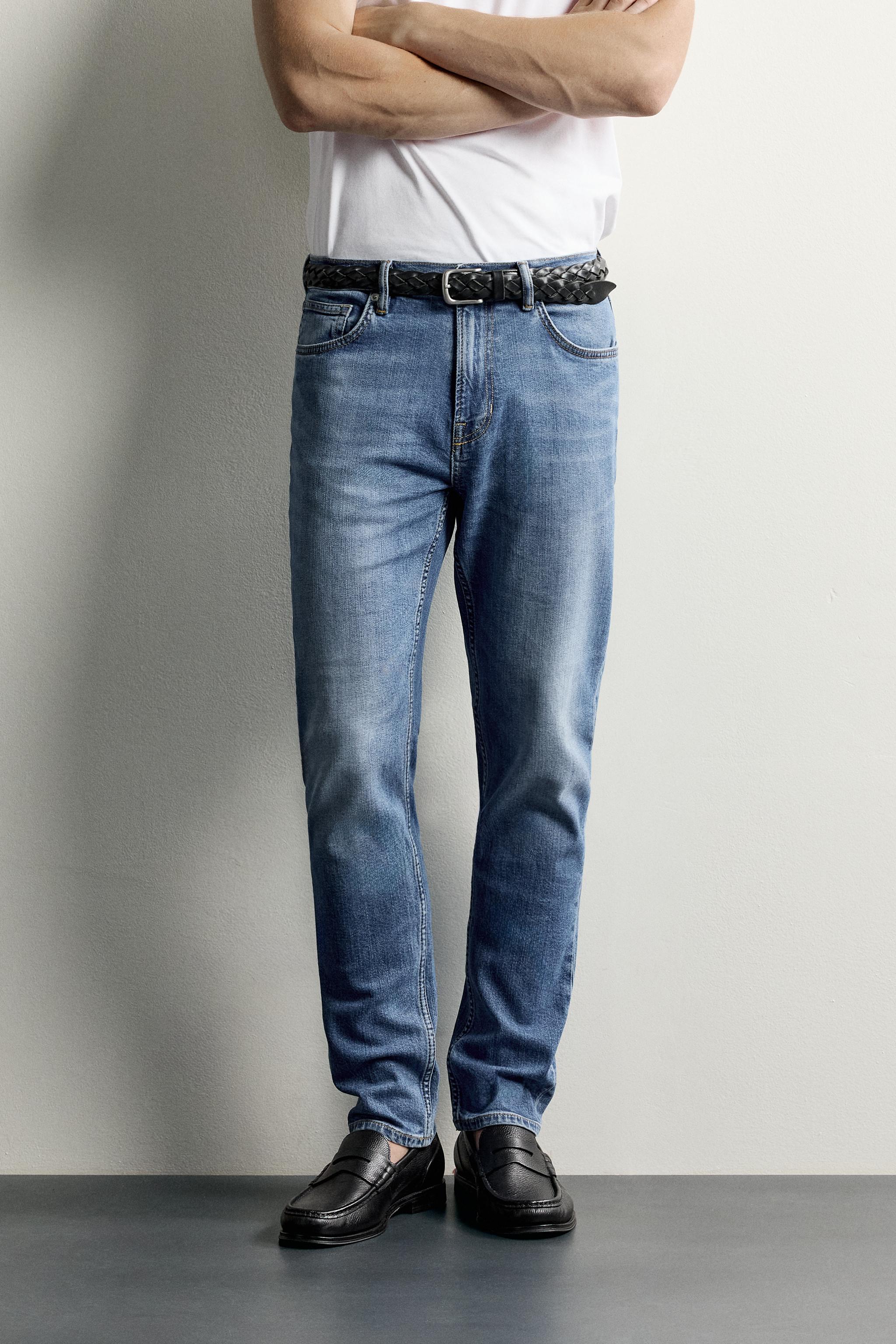 BASIC SLIM FIT JEANS — Mid-blue