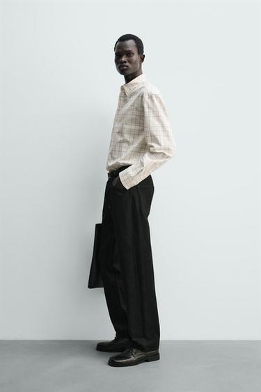 RELAXED FIT CHECK SHIRT - White by Zara - Image 3