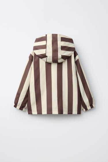 LIGHTWEIGHT STRIPED RAINCOAT - Ecru / Brown by Zara - Image 1