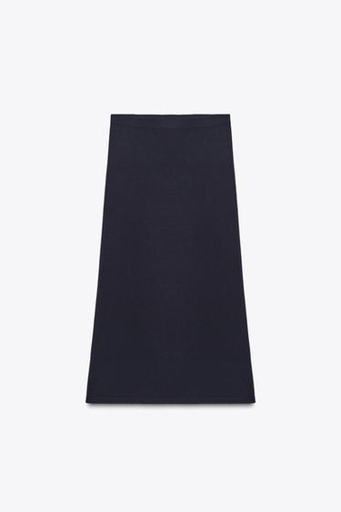 JUPE MI-LONGUE EN MAILLE UNIE - Bleu marine de Zara - Image 6