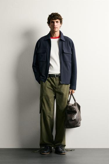 REGULAR FIT OVERSKJORTE MED LYNLÅS - marine fra Zara - Billede 0
