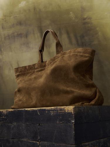 LEATHER SHOPPER BAG - Brown by Zara