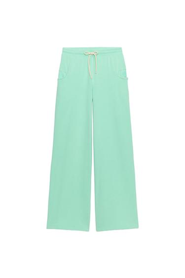 PANTALON LARGE FLUO - Bleu / Vert de Zara
